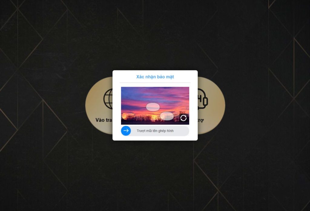 3 Hoàn tất xác minh bảo mật bằng cách kéo thanh trượt để khớp hình, chứng minh không phải robot trên website chính thức Kubet không bị chặn tại Việt Nam, được chứng nhận bởi PAGCOR